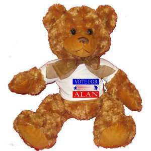    VOTE FOR ALAN Plush Teddy Bear with WHITE T Shirt Toys & Games