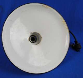 Vintage Old Industrial Hanging Lamp Light White Porcelain Shade 14 