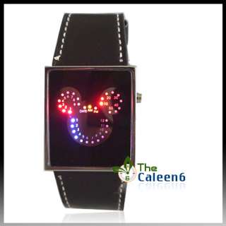  Red LED Sports Unisex Fashion Date Rubber Wrist Watch 2 Colors  