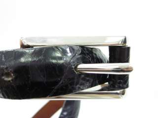 JOAN & DAVID Black Brass Buckle Leather Belt Sz M  