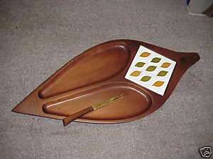 Vintage Rubel Serv Wood Wooden Hand Carved Cheese Tray  
