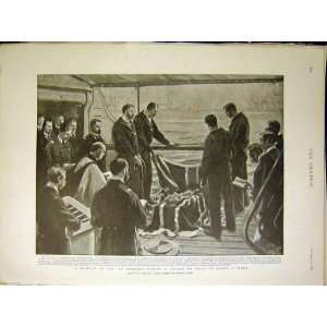    Funeral Sea India Voyage Liner Nash Hall Print 1898