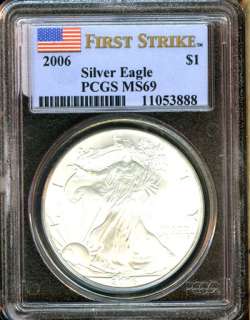 2006 PCGS MS 69 FIRST STRIKE AMERICAN SILVER EAGLE S$1 LA22  