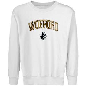 NCAA Wofford Terriers Youth White Logo Arch Applique Crew Neck Fleece 