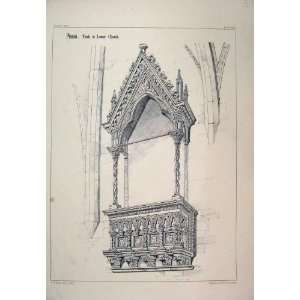    Italy Architectural Drawing Assis C1870 Tomb Church