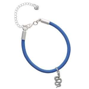   Antiqued Snake Charm on a Royal Blue Malibu Charm Bracelet: Jewelry