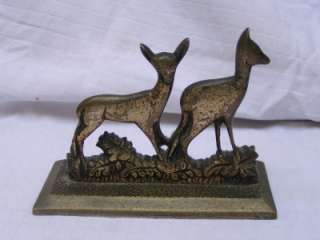 Deco Solid Bronze Hagenauer Era Two Deers Sculpture  