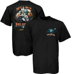  Miami Dolphins Black Runback Graphic T shirt: Sports 