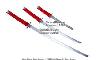 PCS Red Classic Dragon Japanese Samurai Sword Set  