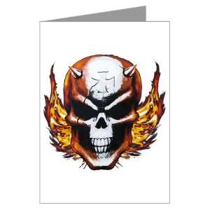  Greeting Card Skull with Flames Iron Cross and Spikes 