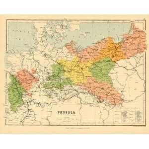  Bartholomew 1858 Antique Physical Map of Prussia Office 