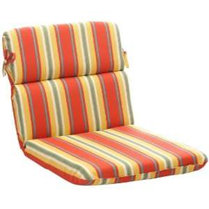   Outdoor Orange/Yellow Stripe Round Chair Cushion