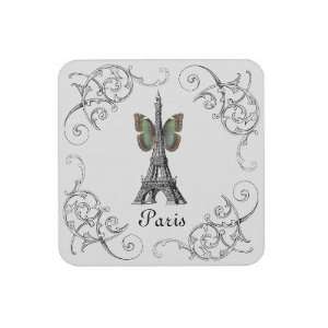  Paris Eiffel Tower Butterfly Coasters: Kitchen & Dining