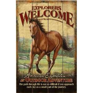  American Expedition Wooden Welcome Sign Mustang Patio 