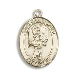 Gold Filled St. Christopher Baseball Medal Pendant Charm with 24 Gold 