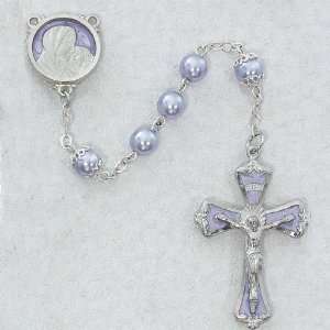 7mm Lavender Pearl Rosary Rosaries Amethyst Glass Solid .925 Sterling 