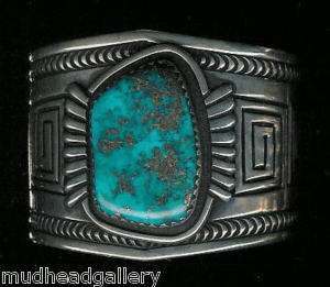 NAVAJO MORENCI TURQUOISE WIDE CUFF BRACELET JERRY ROAN  