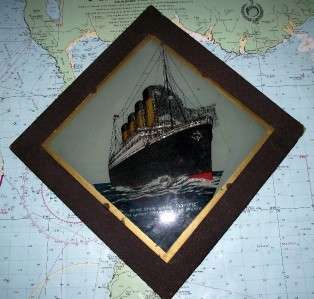   Star Line RMS Olympic (Titanics Sister Ship) Crystoleum Glass Plaque