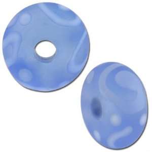  8mm Etched Blue Handmade Rondelle Lampwork Beads Jewelry