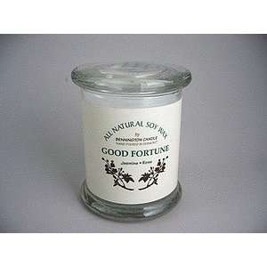 Glass jar soy wax good fortune Bennington Candle 