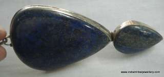 vintage sterling silver pendant lapis lazuli gem stone  