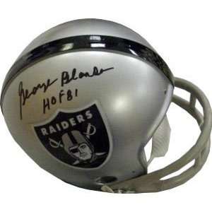  George Blanda Signed Raiders Mini Helmet   HOF 81: Sports 