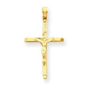  14k Yellow Gold Latin INRI Crucifix Cross Pendant: Jewelry