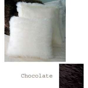 20 Single Sided Sheepskin Pillow Chocolate (Chocolate) (20H x 20W x 