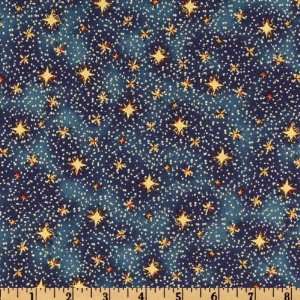  44 Wide Snow Play Stars Blue Fabric By The Yard: Arts 