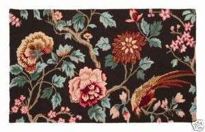Chic~D.L. Rhein~Montgomery~Floral Wool Hook Rug NEW  