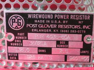PBR 4035 60A P G Wirewound 928 watt power Resistor  