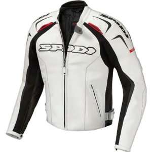 Spidi Track Mens Leather On Road Motorcycle Jacket   White/Black 