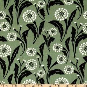  45 Wide Bryant Park Carnations Green Fabric By The Yard 