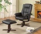 Black Leather Match Swivel Chair Ottoman Set   FREE SH  