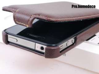   Premium Luxury Hand made Leather Flip case cover for iPhone 4 4S