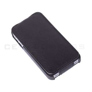 Black Stripe Flip Leather Case Cover Pouch For iPhone 4S 4  