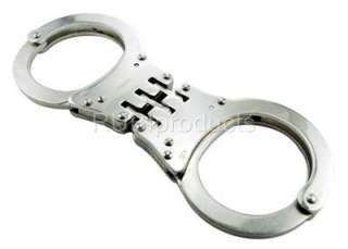 REAL Handcuffs CHROME Double Lock HINGED Police Hand Cuffs W/ 2 Keys 
