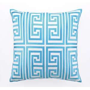  Trina Turk Turquoise Greek Key Embroidered Pillow
