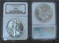 1989 NGC MS69 AMERICAN SILVER EAGLE DOLLAR COIN*  