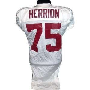  Atlas Herrion #75 Alabama Game Used White Football Jersey 