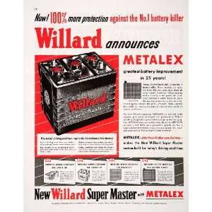  1950 Ad Willard Super Master Metalex Battery Automobile 