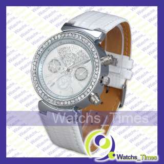 Calendar Display Quartz Diamond Stone Lady Watch Silver  