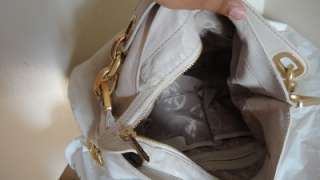 MICHAEL KORS Ines Large Zip Top Hobo Bag Leather Vanilla  