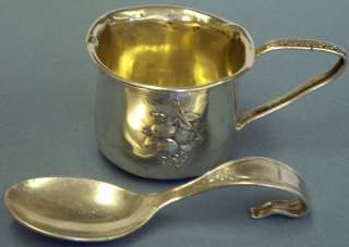 antique sterling silver baby cup & spoon  