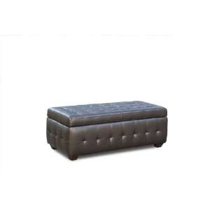   Bonded Leather Lift Top Tufted Storage Trunk in Mocca