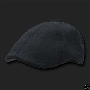 BLACK MELTON STYLE WOOL IVY CAP CAPS HAT GOLF SM/MD  