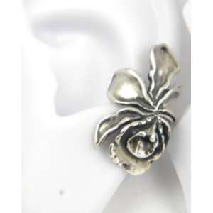    Sterling Silver ORCHID EAR CUFF Handcrafted Flower Jewelry