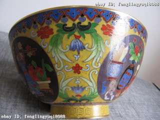   royal Pure Copper cloisonne enamel Gild Four Dragons bowl  