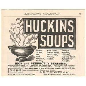  1892 Huckins Soups J H W Huckins & Co Boston Print Ad 