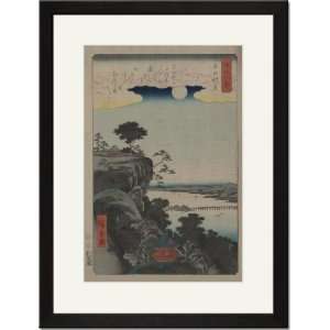 Black Framed/Matted Print 17x23, Autumn moon at Ishiyama 